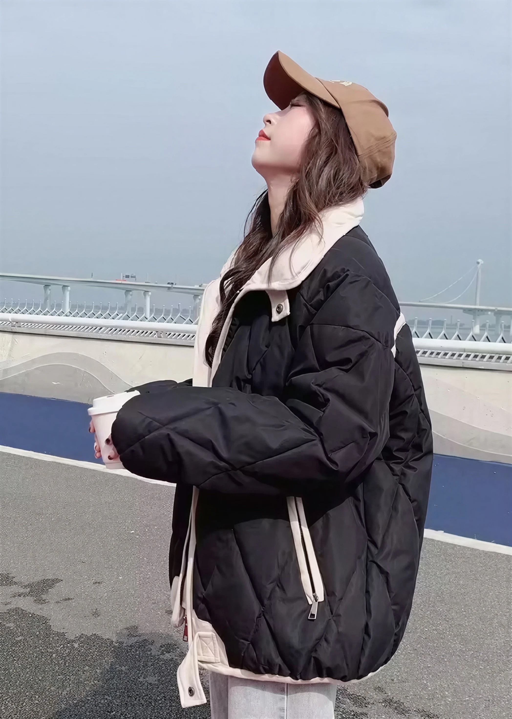 Parkas Womens Parka Coat With Real Fur Autumn Bio-Cotton Multi-Pockets Stuffed Snap-Button Cinching Drawcord Packable Tied Broad