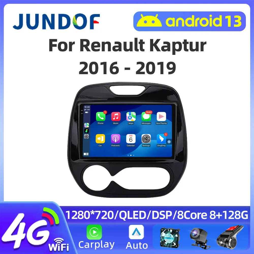 

JUNDOF Android 13 Car Radio for Renault Kaptur Captur 2016 2017 2018 2019 Multimedia Player 2 Din Carplay Stereo GPS Head Unit