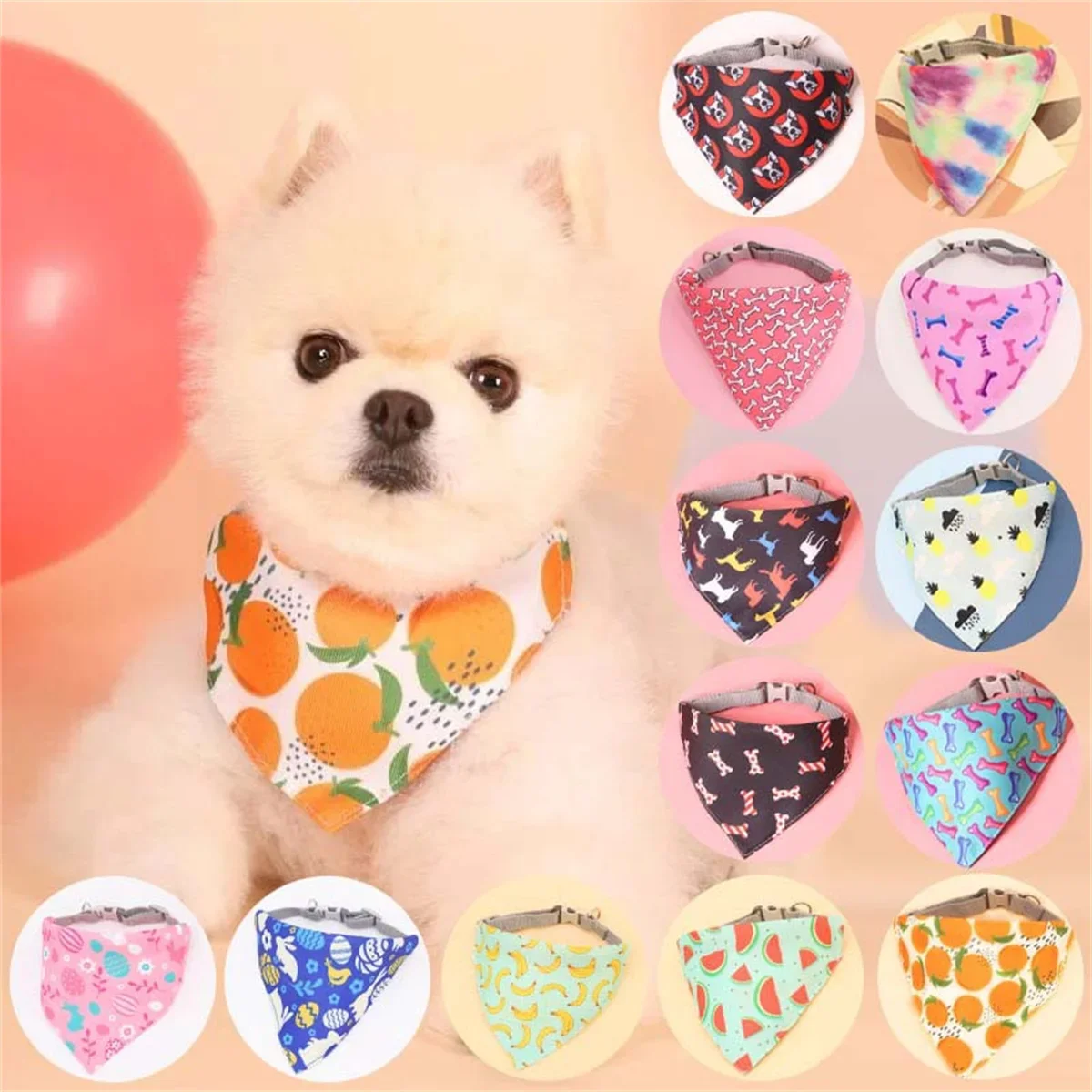 

Pet Saliva Towel Adjustment Cute Cartoon Bear Weaved Dog Cat Collar Bib Grooming Arc Design Dog Scarf For Girl Small Dogs Cats