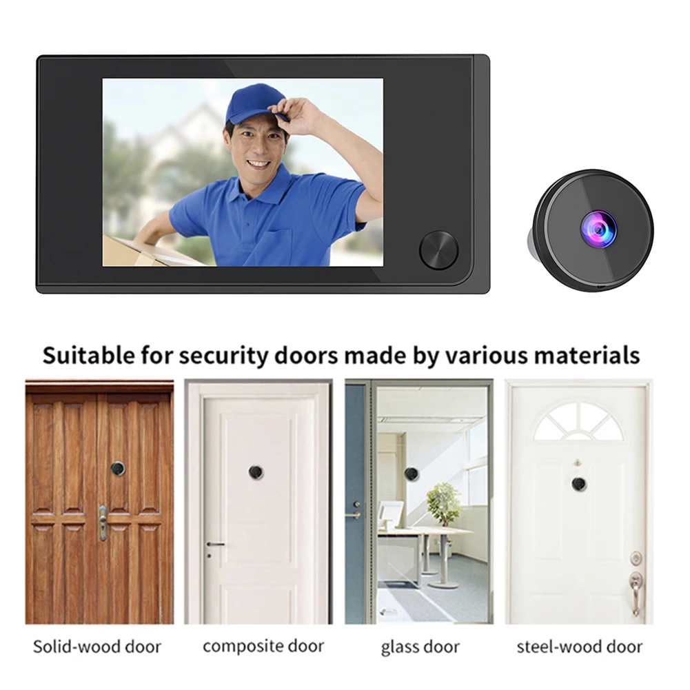 

3.5 Inch Peephole Door Video Camera 120° Wide View Angle 1MP Peephole Viewer Cat Eye Door Bell Outdoor Monitor for Home Office