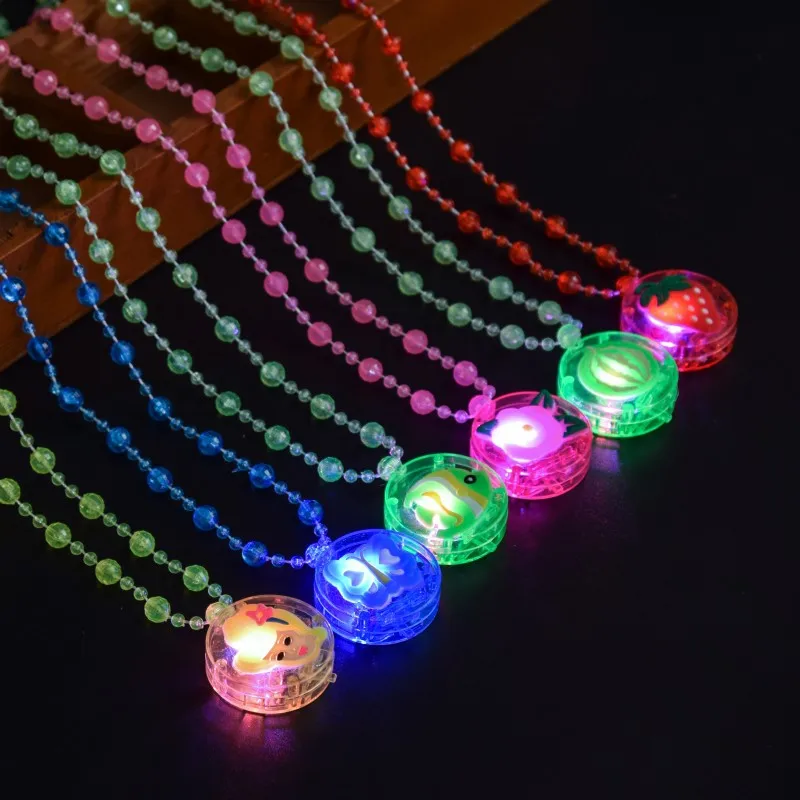 Luminous Children's Colorful Necklace LED Flashing Acrylic Beads Toy Girl Birthday Party Props Pendant Necklace Gift