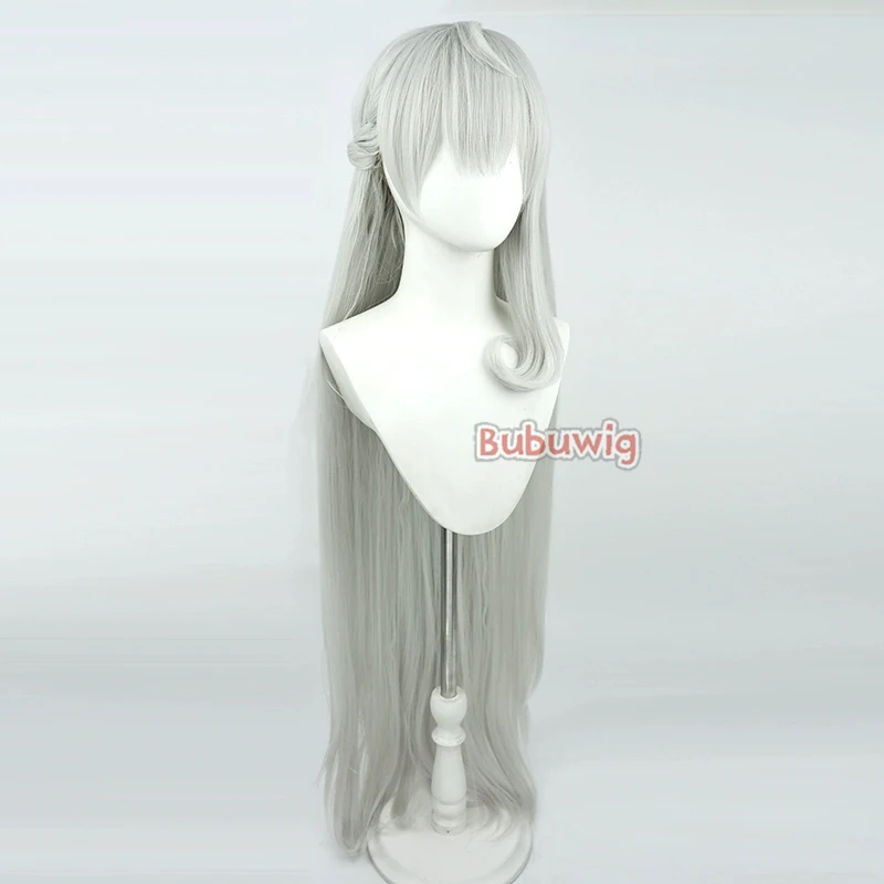 Bubuwig Synthetic Hair Reimu Endou Cosplay Wigs Virtual YouTuber Reimu Endou 130cm Long Straight Silver Gray Wig Heat Resistant