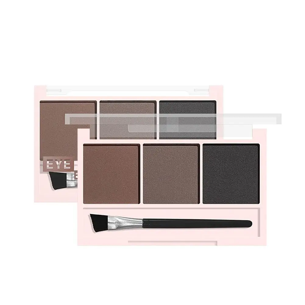 3-Color Brow Powder Set With Brush - Long-Lasting Color-Resistant Versatile Contour Makeup Set For Natural Three-Dimensional