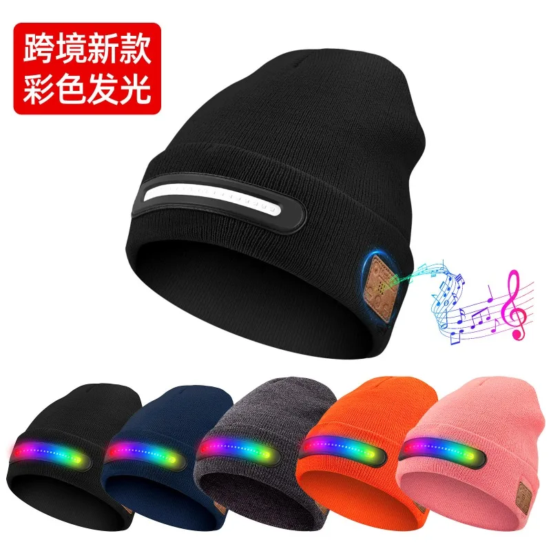 New Colorful Lighting Cap LED Color Glowing Bluetooth Music Colorful Christmas Glowing Cap