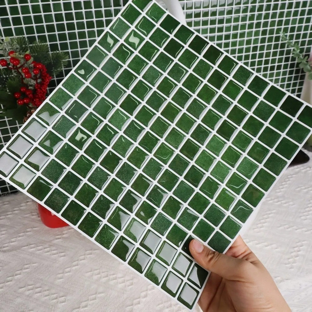 Self-Adhesive Wall Tile Stickers Waterproof Ceramic Look Peel and Stick Tiles 3D Mosaic Pattern Brick Wall Stickers Home Decor