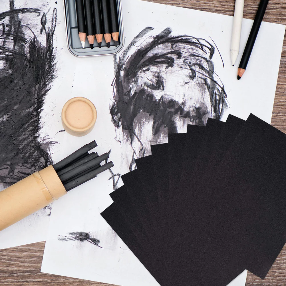 

100Pcs Practical Painting Paper Smooth Kraft Papers Great for Pencil Crayons Markers DIY Projects Black DIY Paper