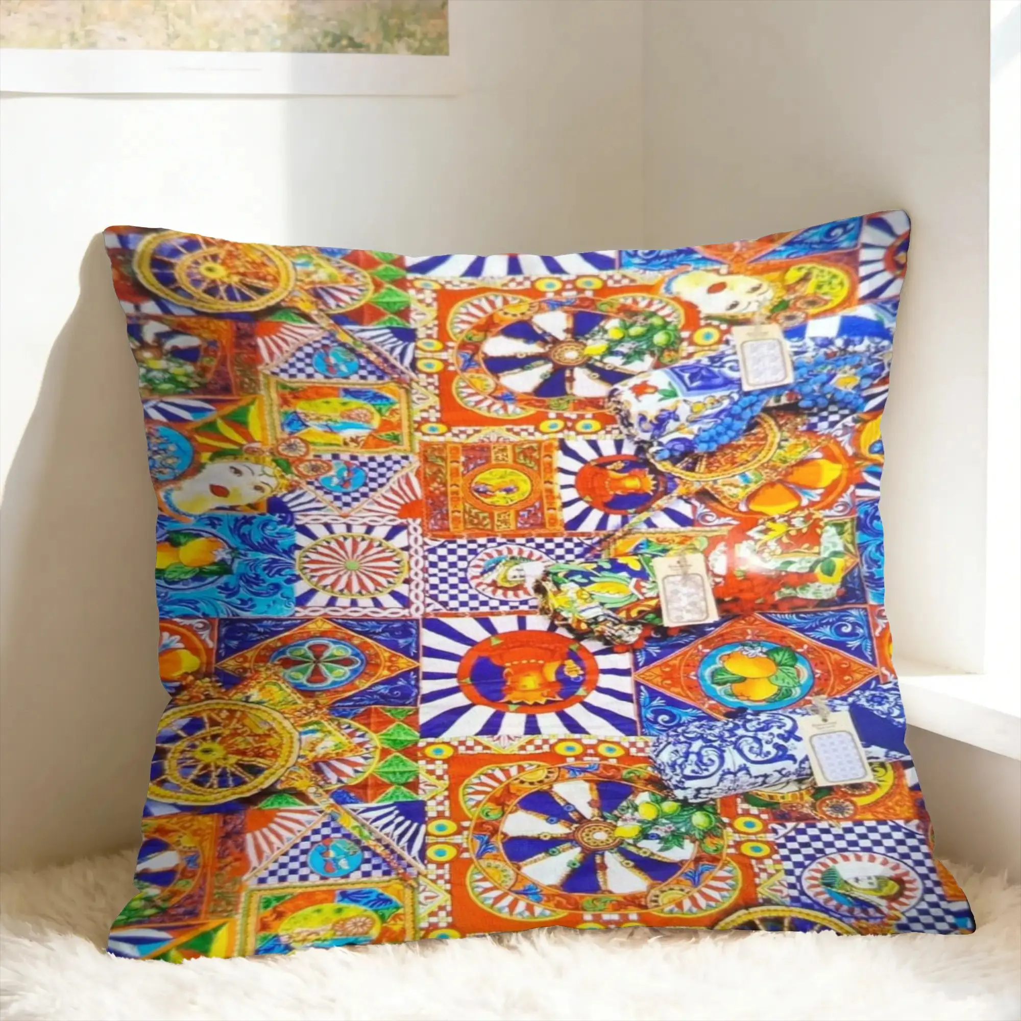 Pillow Cover Italy Cute Print Sicilia Sicily Love Trinacria  Kawaii Pillow Case For Couch Sofa Bedroom Pillowcases