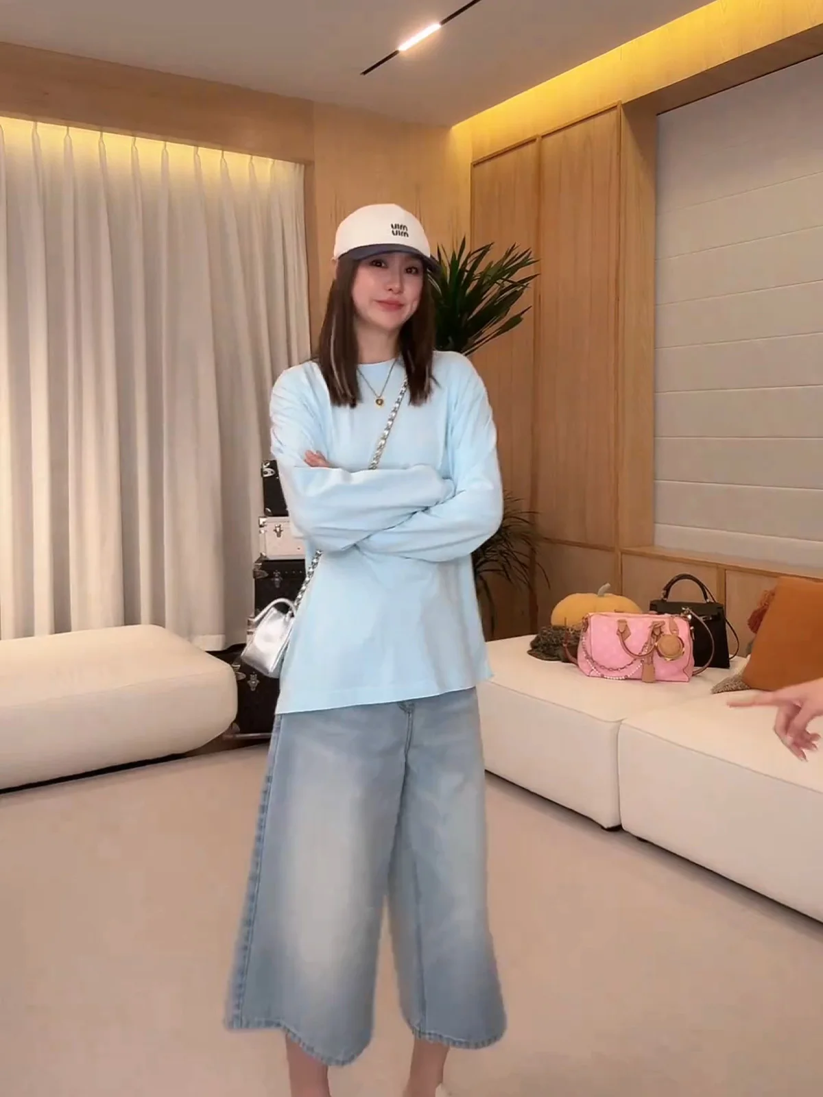 

Retro Waed Denim Wide Leg Seven-Foot Pants Women's Spring Summer New Sle High Waist Straight Leg Jeans Cotton Blend