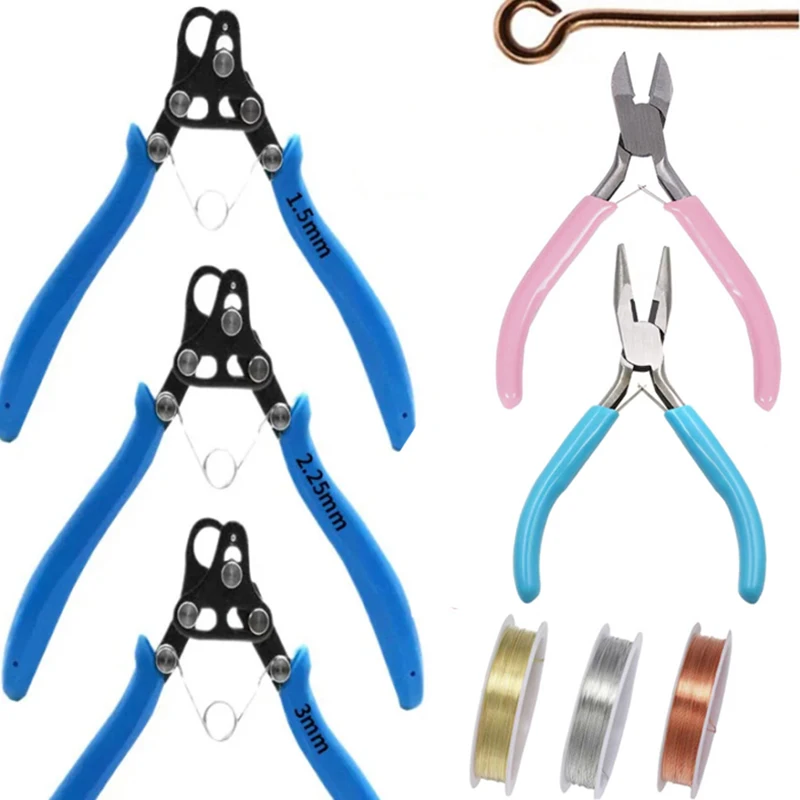 Wire Rolling Pliers Kit for Eye Pins DIY Making 1.5mm 2.25mm 3mm Wire Bending Pliers for Earring Making Jump Ring Pliers Set