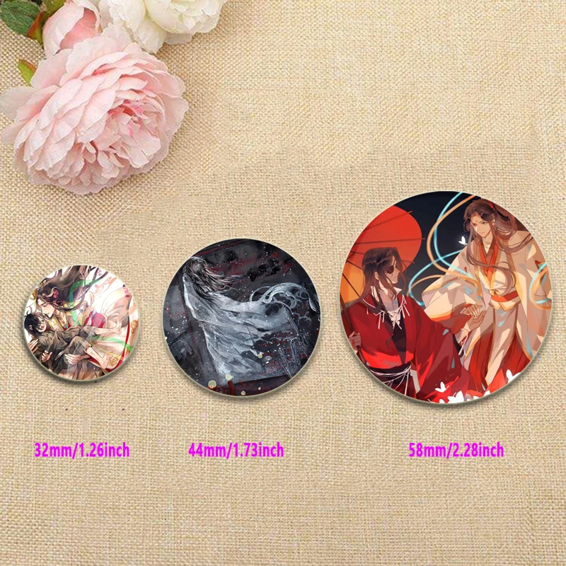 Anime Heaven Official\'s Blessing Pins Xie Lian Hua Cheng Cartoon Badge Round DIY Creative Brooches for Backpack Accessories Gift