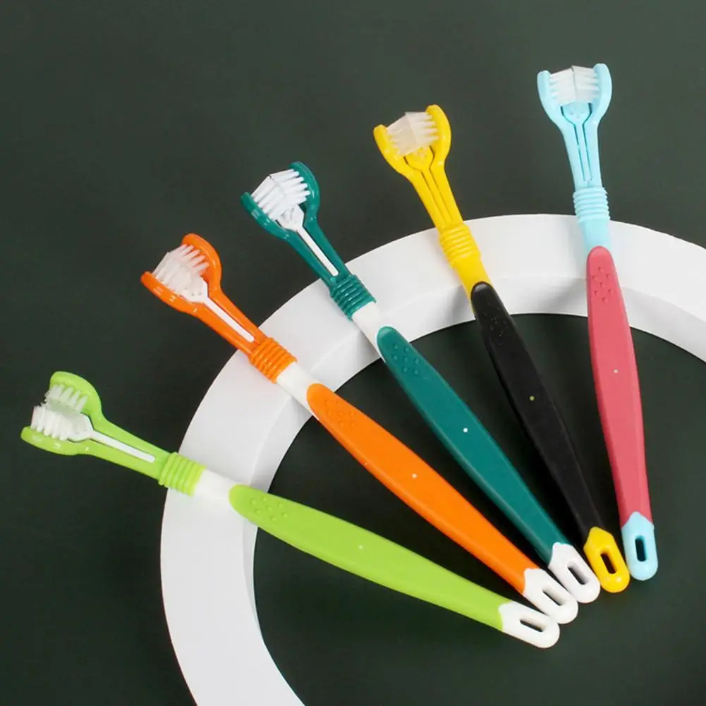 Dog Toothbrush，Three-Head Multi-angle Toothbrush Cleaning，Dental Care，Plastic，Three Sided，Oral Cleaning Toothbrush