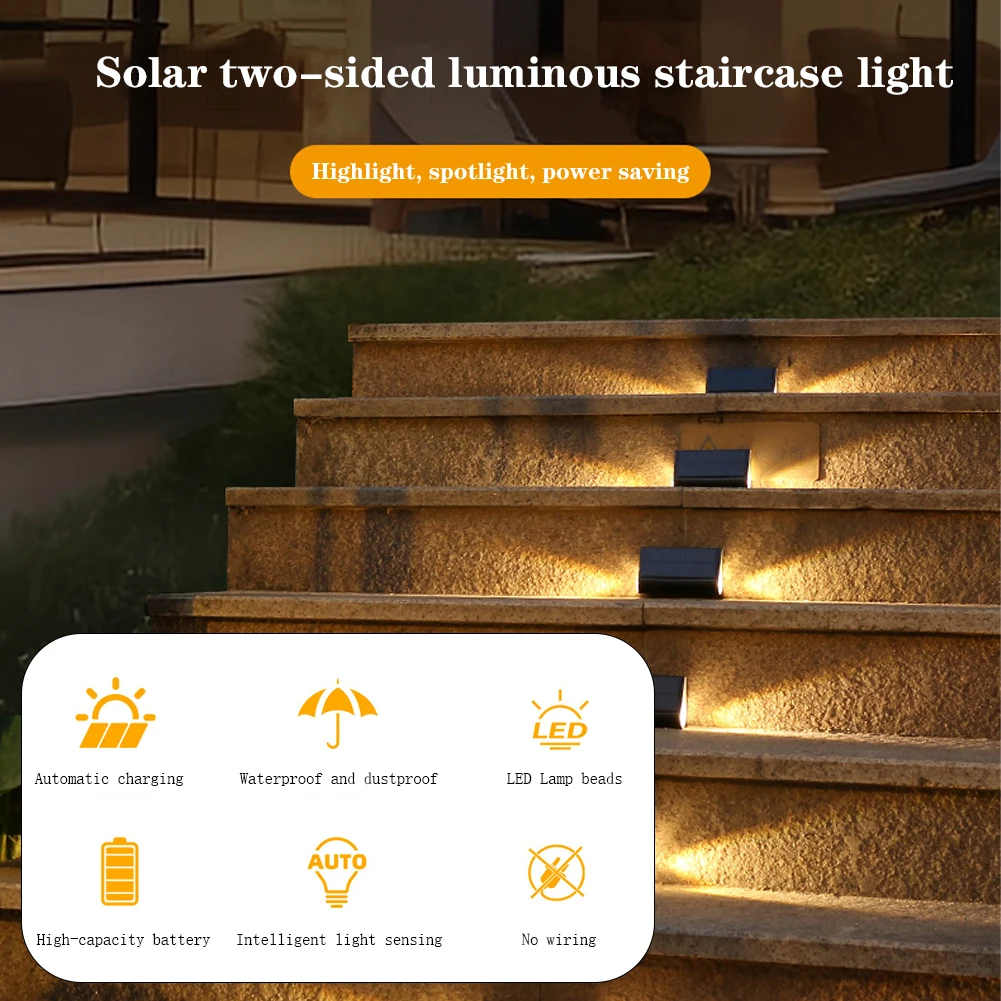 Solar Trapverlichting Outdoor 2-zijdige Verlichting Solar Step Lights Waterdichte Ip54 Solar Deck Light Voor Hek Muur Patio Tuin Veranda