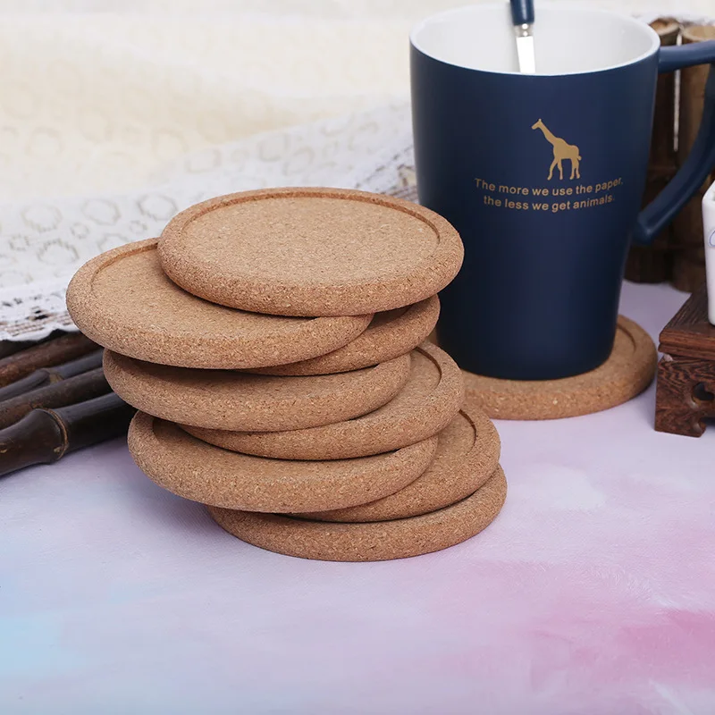 5/10/20PCS Cork Round Wooden Coasters Set Coffee Cup Mat Drink Tea Pad Placemats Wine Table Mats Decor  (No Box)