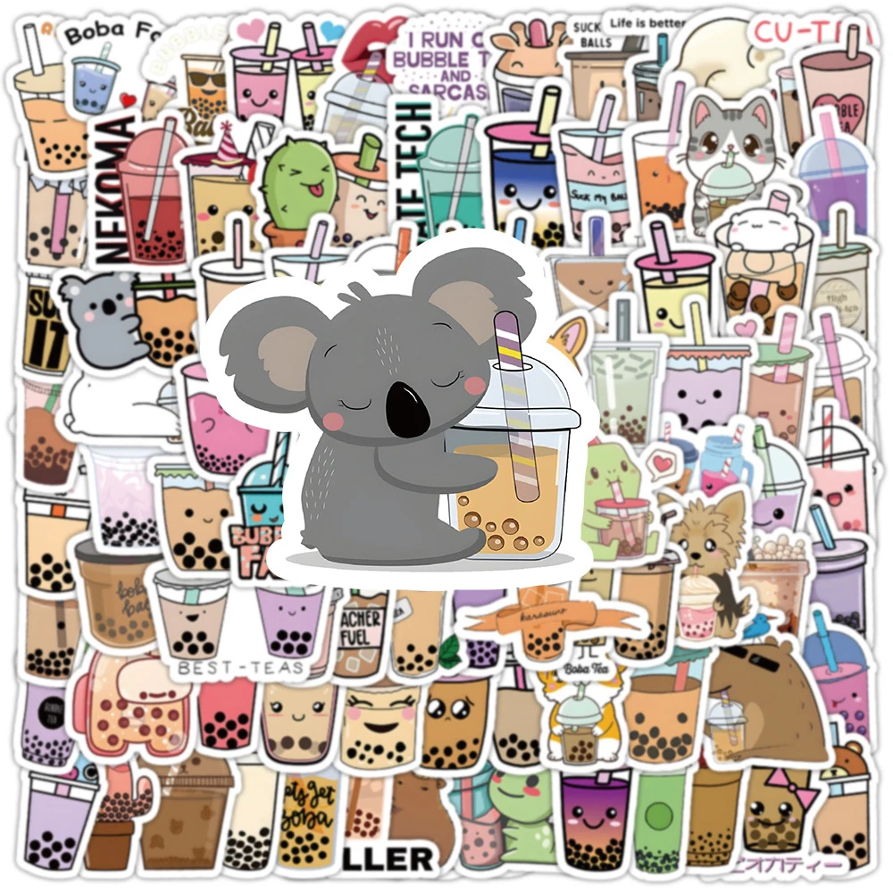 

10/30/50/100pcs Animals Drink Milk Tea Stickers for Laptop Phone Stationery Vinyl Kawaii Sticker Aesthetic Scrapbooking Supplies