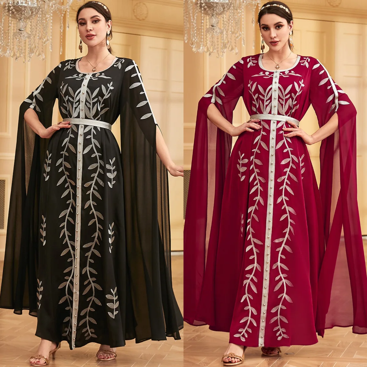 3937 Dubai Fashion Dress Abaya Long Dress Arab Muslim Robe Embroidered Dress