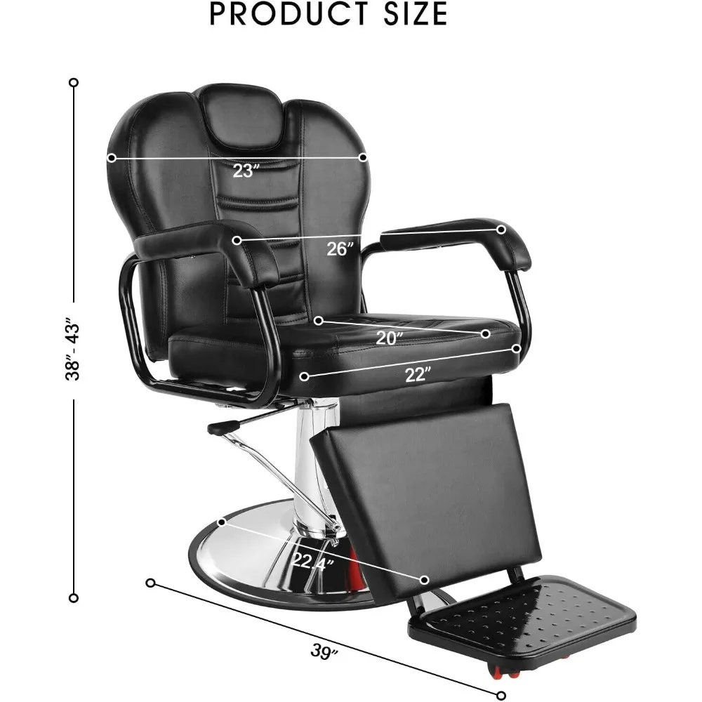 Barber Chairs Heavy Duty Hydraulic Salon Shampoo Chair with Footrest and Headrest 360 Degree Swivel Hair Chair Salon Chair