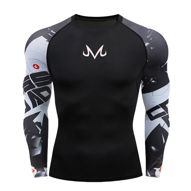 Compression Long Sleeve Shirt Black Fitness T-shirt Men's Muscle Quick drying Gym Sportswear Sun protection Sports Base layer