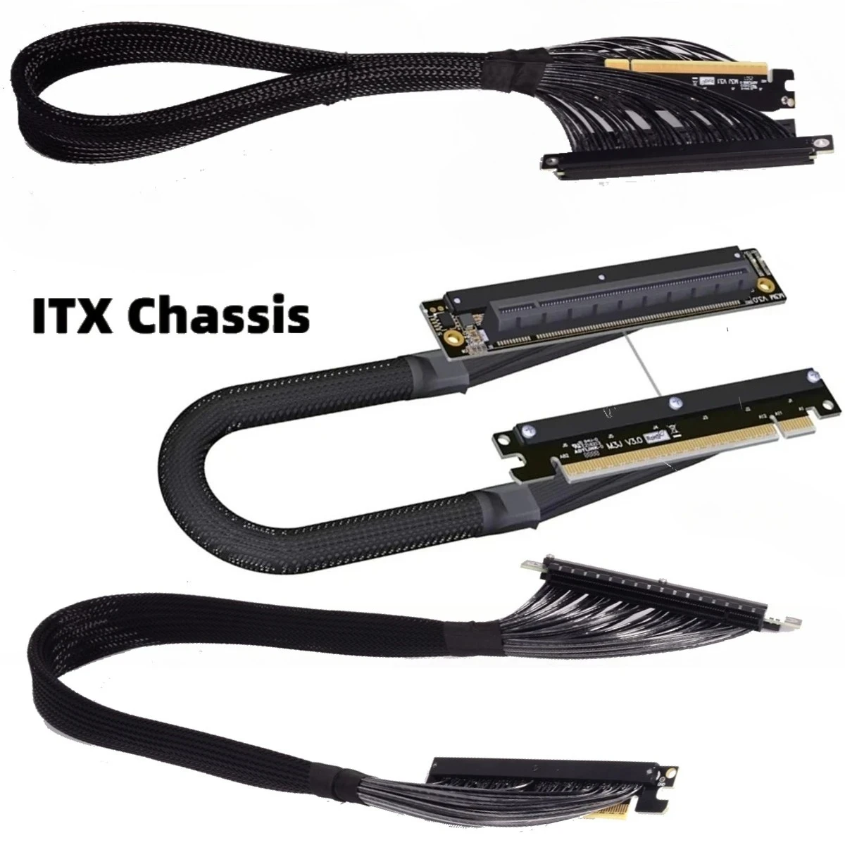 PCI E 4.0 X16 Graphics Card Extension Cable Double Reverse Bend PCI-E 4.0 X16 GEN4 Adapter Cable High Speed Server Chassis Cable