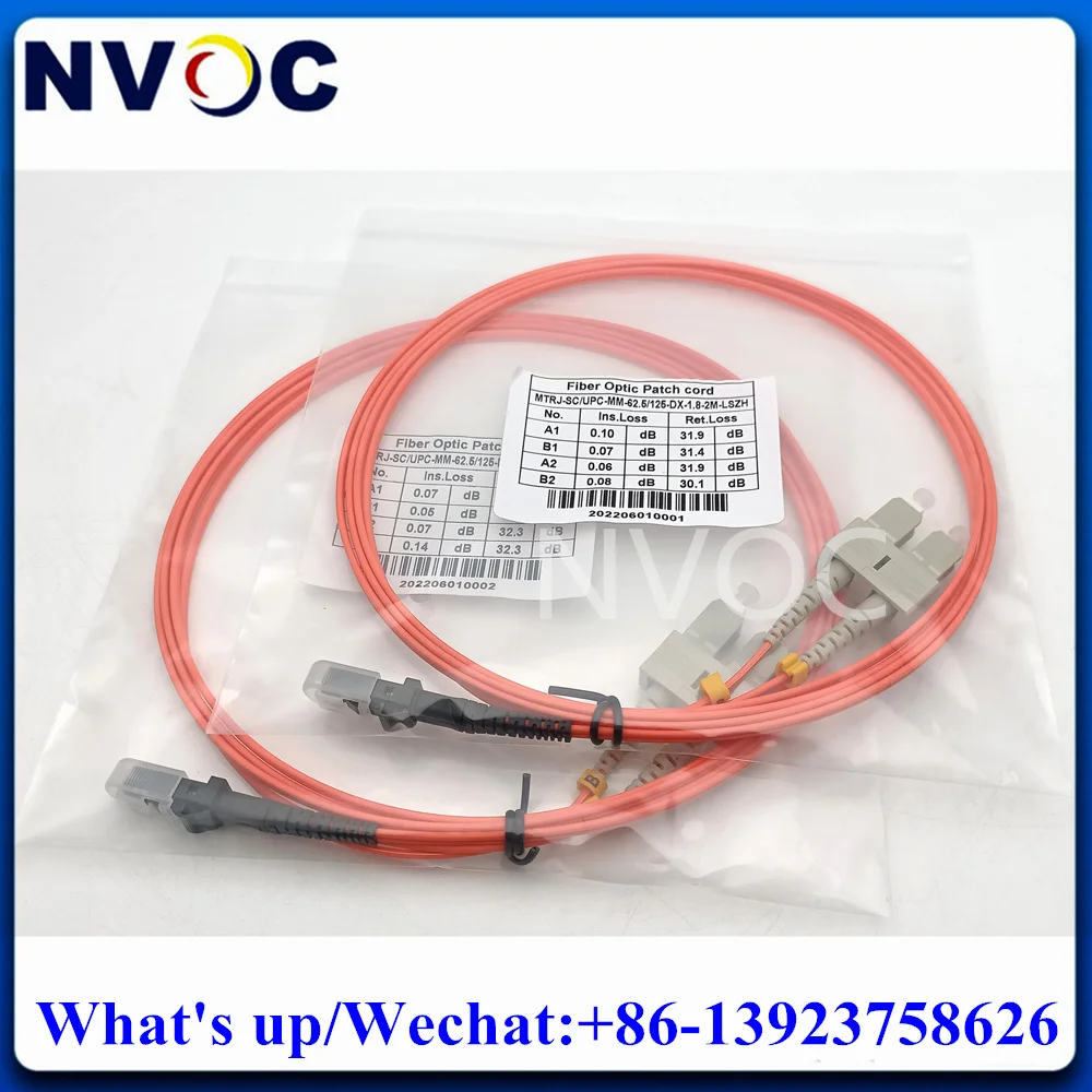 

2Pcs MM(62.5/125),OM1 50/125 Duplex,4M,1.8mm,PVC Orange Cable,MTRJ-SC/ST/FC/LCUPC Duplex Fiber Optic Patch Cord Jumper Connector