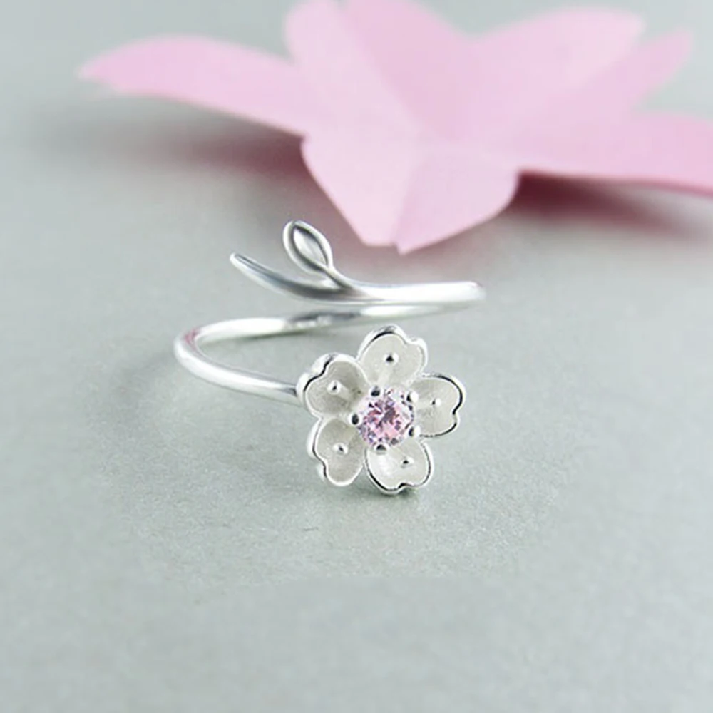 

New Hot Selling 925 Pure Silver Zircon Flower Ring, Suitable For Original Female Cute Style Party Engagement Gift