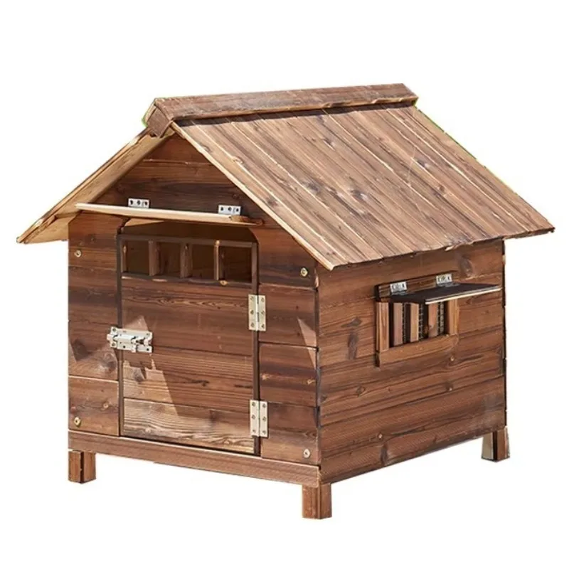 

Solid Wood Dog House Carbonized Wood All Season Use Sun Protected Anti Corrosion Moth Proof Suitable As Dog Kennel