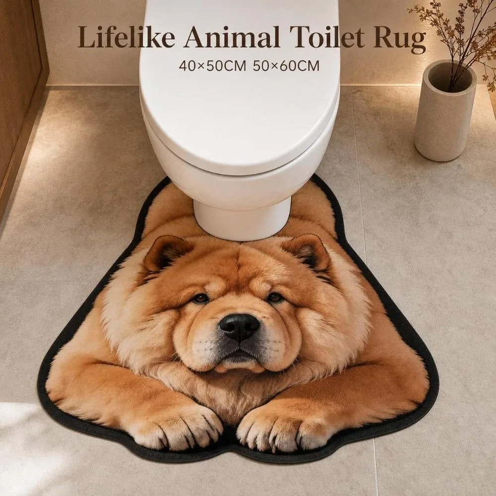 40×50CM 50×60CM Lifelike Animal Toilet Floor Mat Diatomaceous Earth Water-absorbing Toilet Rug Non-slip Washable