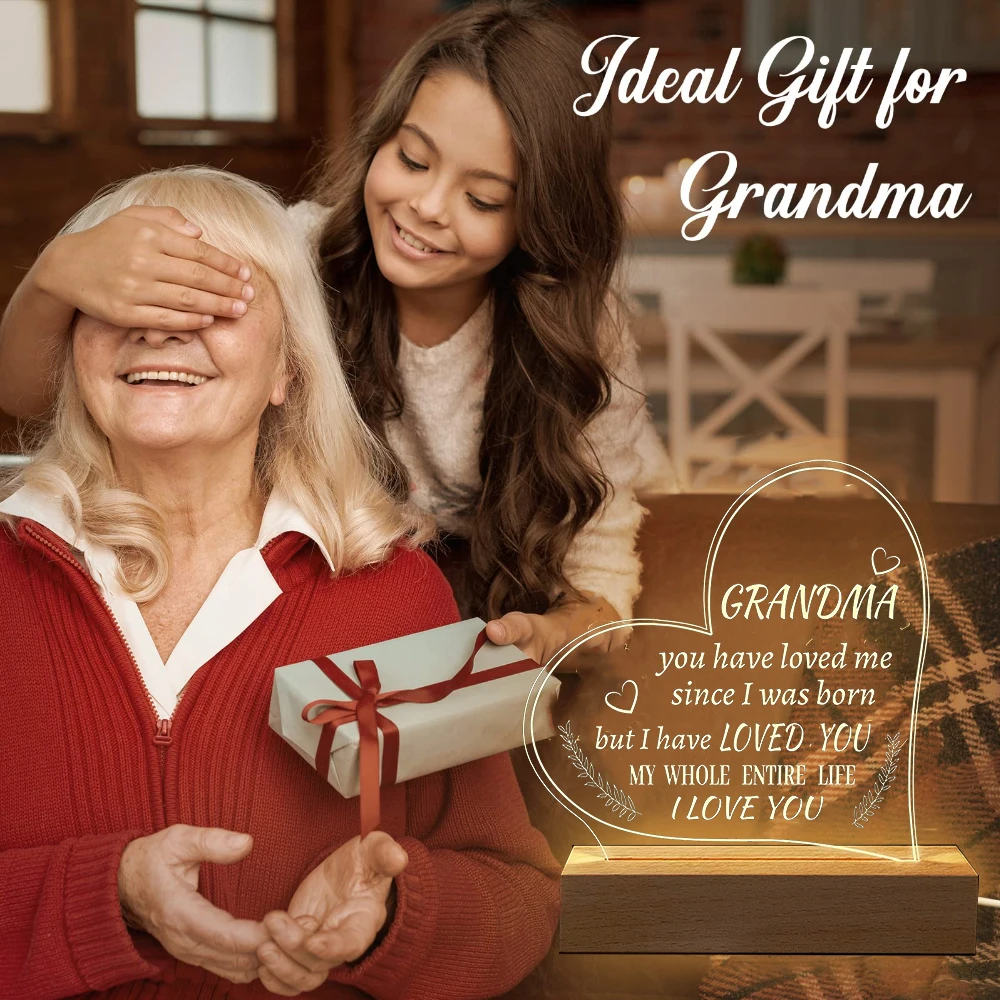 

Grandma Gifts from Grandchildren Night Light Engraved Light Birthday Mothers Day Gifts for Grandma Nana Grammy Grandmother