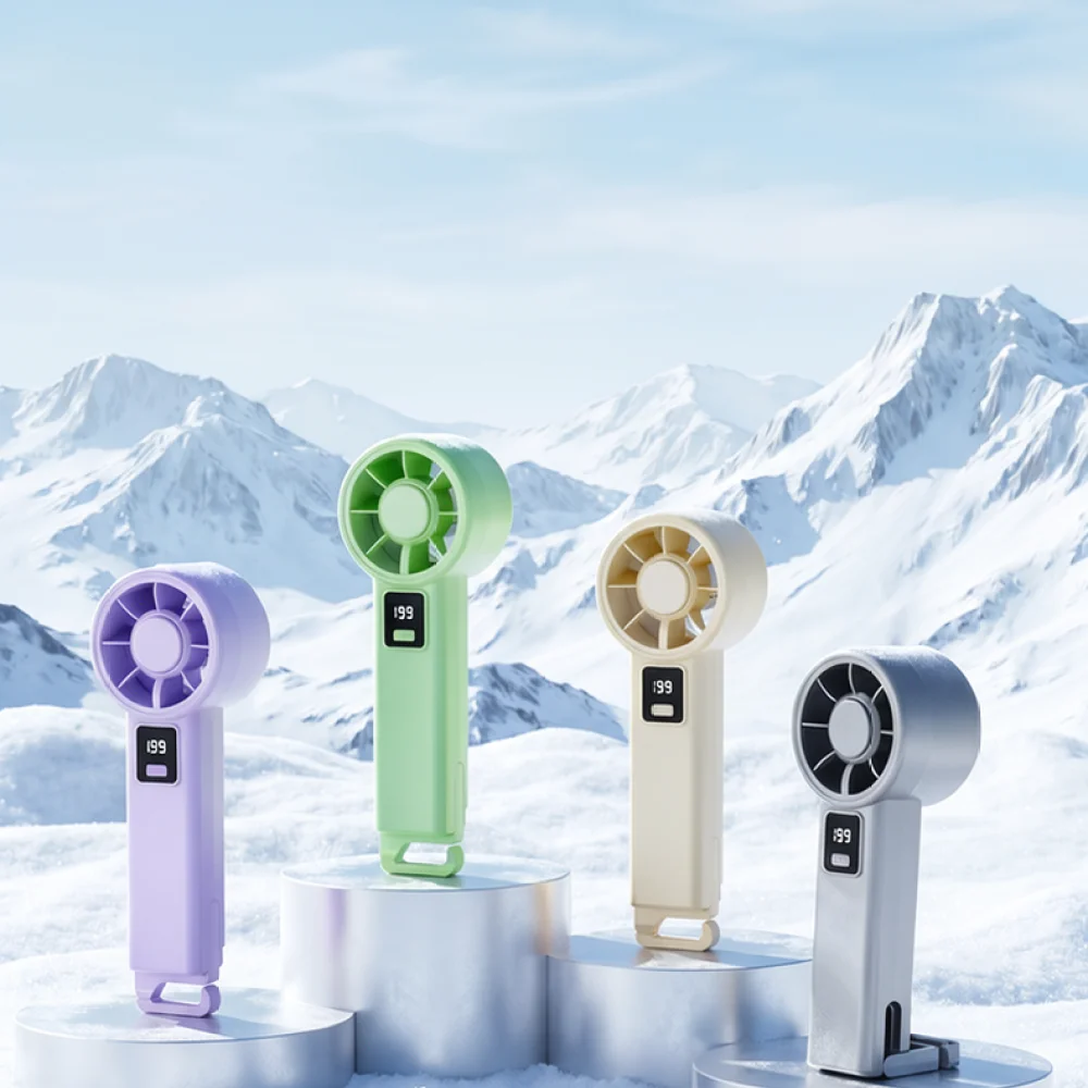 Portable Cooling Fan Digital Display Mini USB Blower For Ruiyehe Outdoor Travel Hiking Backpack Hook Macaron Style