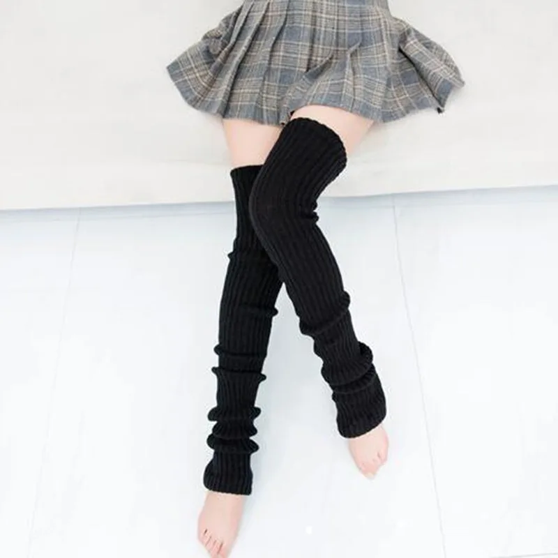 80cm Over Knee Yoga Leg Warmers Korean Lolita Winter Girl Women Knit Boot Socks Pile Up Socks Foot Warming Cover чулки