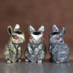 Cute Rabbit Brass Knife Beads EDC Outdoor DIY Paracord Woven Lanyard Pendant Men Bracelets Charms Jewelry Hangings Accessories
