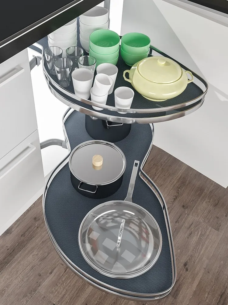 Corner basket Kitchen cabinet Multifunctional storage rack Shelf Corner rotating little monster flying saucer