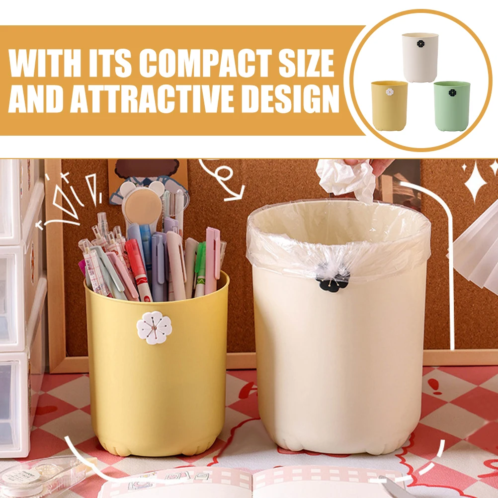 

3Pcs Mini Trash Can Desktop Garbage Container for Office Living Room Waste Paper Basket Pen Holder Storage Organizer Sturdy PP