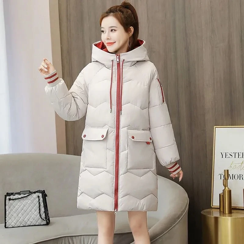 

Winter Parkas Cotton Hooded Coat Padded Women Thick Warm Oversize Korean Casual Jackets Female Loose Zipper Student Outwear