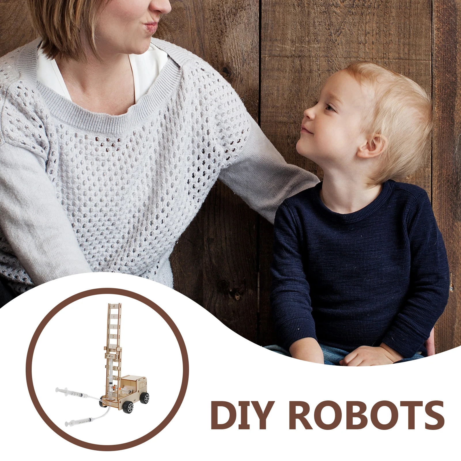 1 Juego de camión con escalera de fuego Diy, Kit de experimentos científicos educativos de madera para niños, ensamblaje desmontable portátil, rompecabezas, construcción de vástago