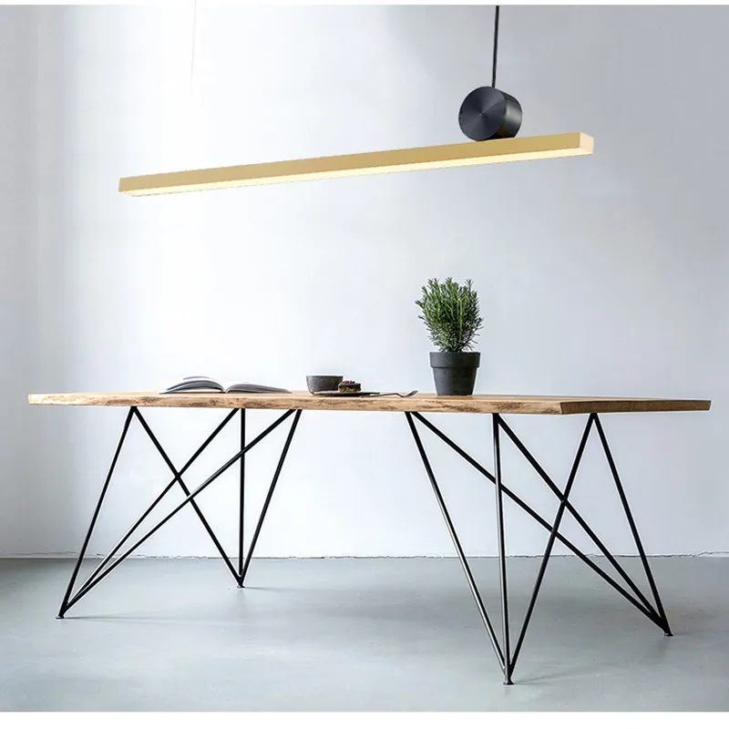 Nordic Rose Gold Room decor copper pendant light Dining room bar Restaurant barss lamp designer Long Strip luminaire suspension image 2