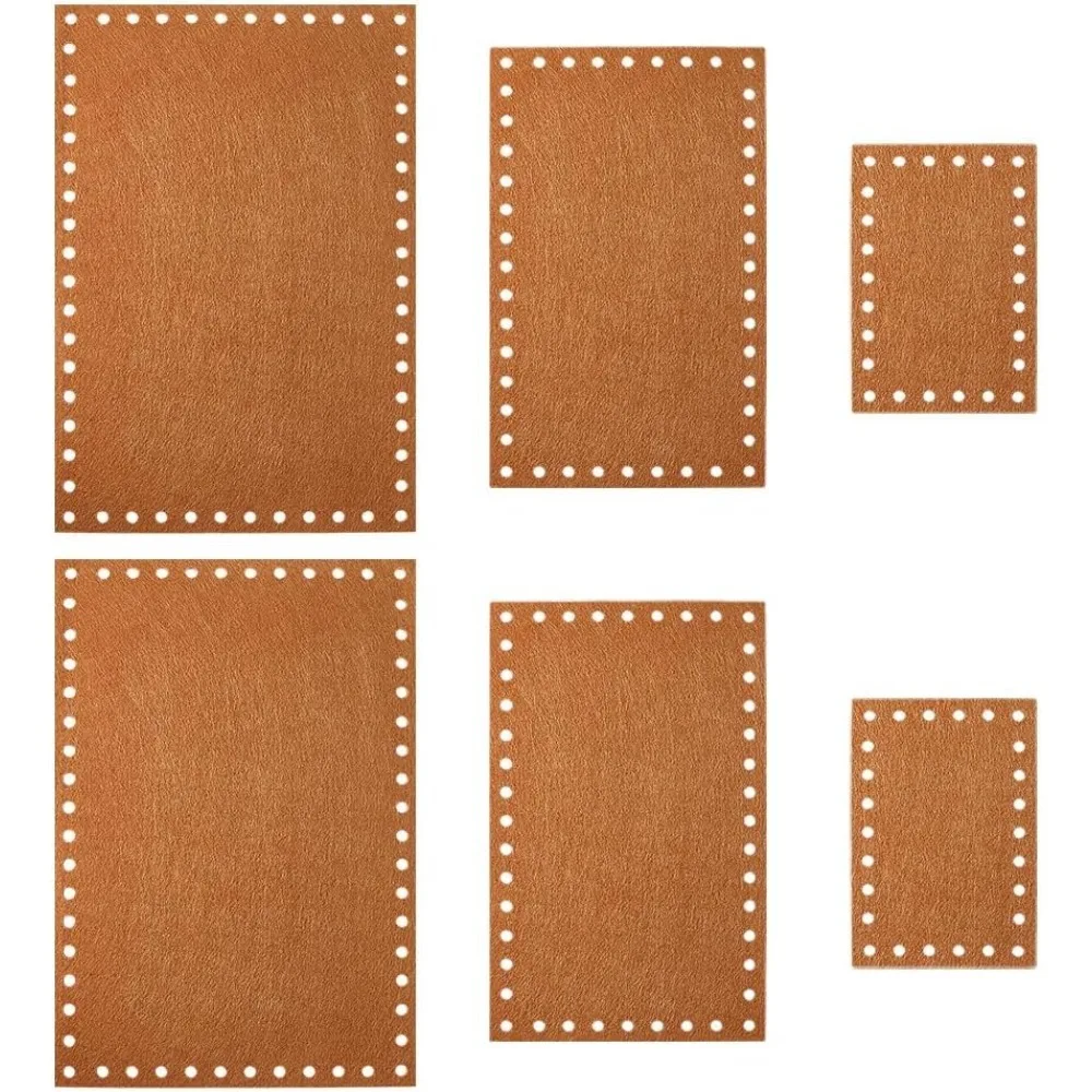 6 Stück Filztaschenboden zum Häkeln, 3 Größen, rechteckiges Taschenpolster, Kissenbasisformer, 15/25/30 cm, Häkeltaschenbodenformer mit Löchern