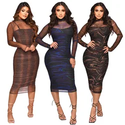 Women's Dresses Evening Vintage Elegant Casual Luxury Party Gala Plus Size Mesh Two-piece Dance Gala Graduation Party Dresses