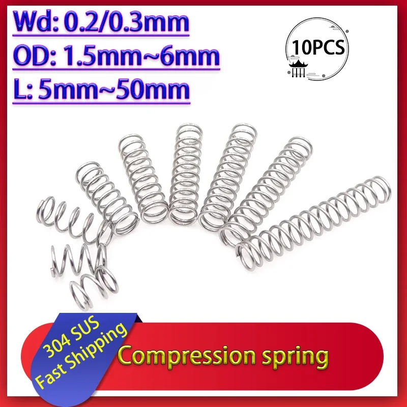 10Pcs Wire Diameter 0.2mm/0.3mm 304 Stainless Steel Compression Spring, Y-shaped Shock Absorption Return Spring Customizable