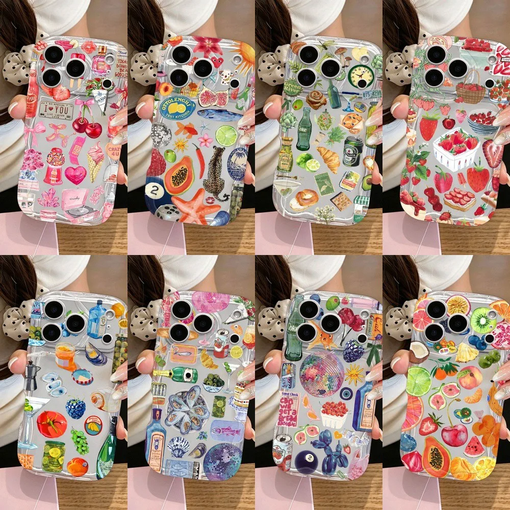 HOT Phone Case For Samsung Galaxy A27 A17 M16 A56 A36 A26 A16 A06 A35 A55 A25 A15 A54 A34 A73 A53 4G 5G Summer Fruit Sticker