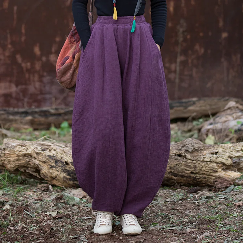 

32-Panel Quilted Pants: Winter Ramie-Linen, Upgraded Zen-Inspired Women's Trousers.