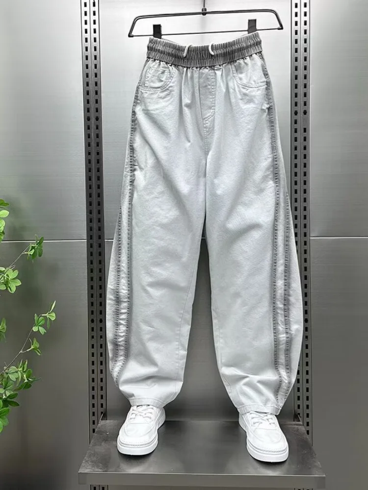 

Men's Wide Leg Jogger Pants, Autumn/Winter New Style Loose Straight Drop Crotch Casual Fashion Harajuku Harrington Long Trousers