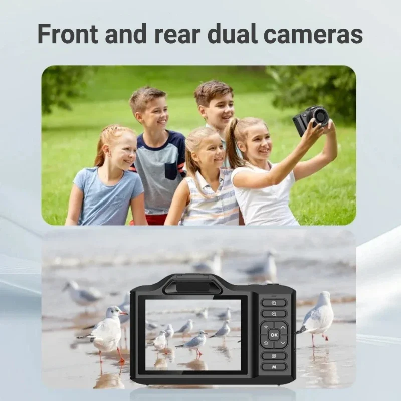 プロ家庭用4kデジタルカメラ64mp、フロントとリアのデュアルカメラ搭載、18倍デジタルズーム＆28インチスクリーン、vlog撮影と写真撮影に最適