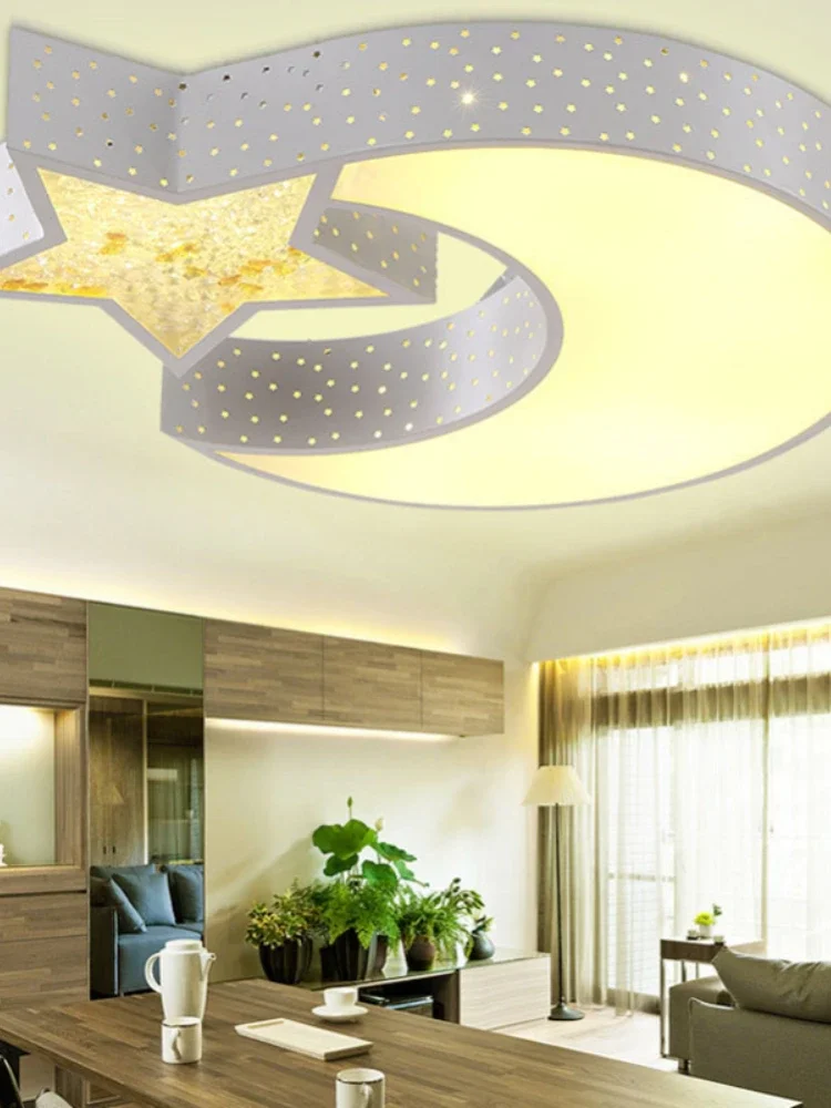 Creative moon star lampshade ceiling light, 85-265V 24W led child baby bedroom decoration lamp, foyer lighting fixtures