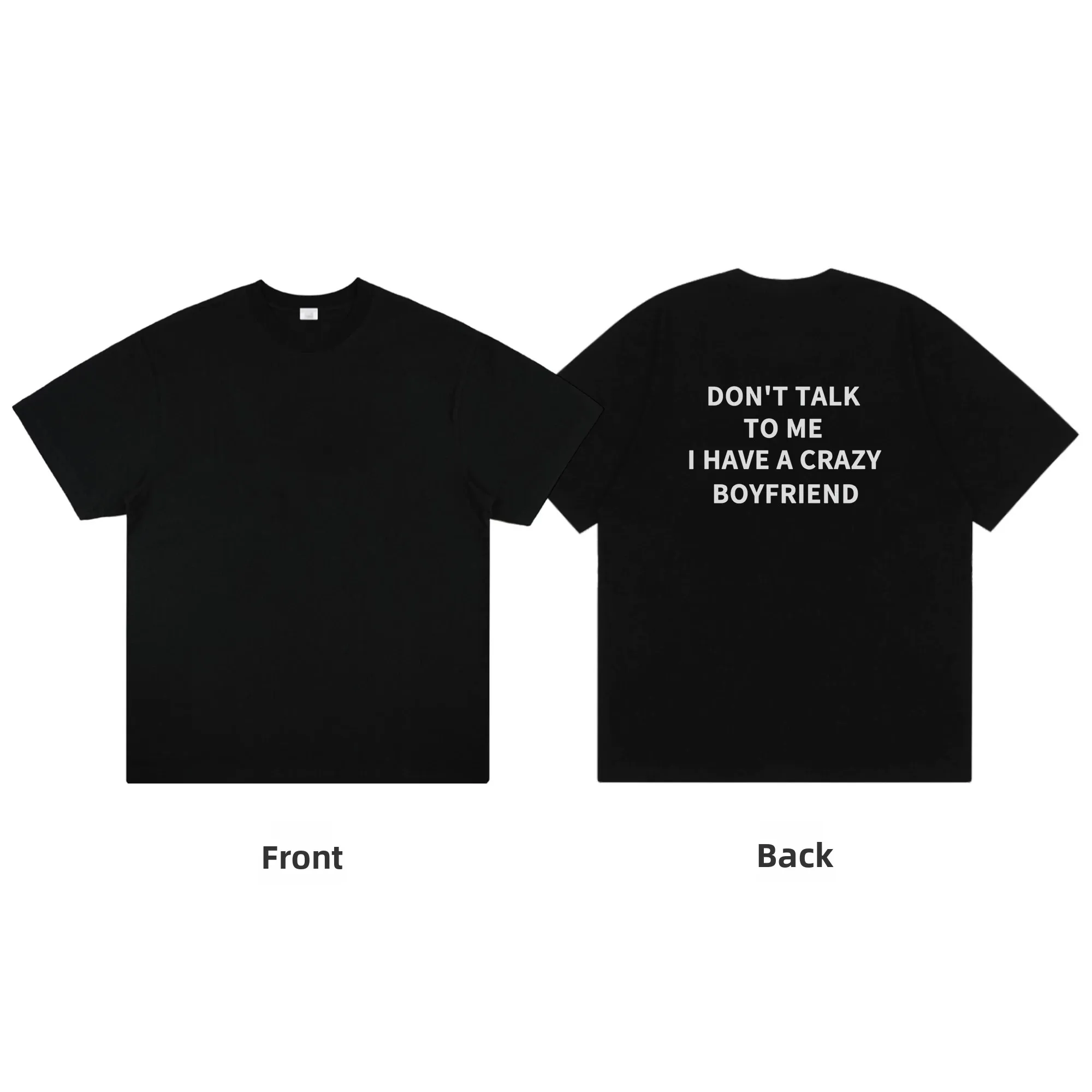 Crazy Boyfriend Fun American Style Couple Matching T-Shirt Short Sleeve Creative Printed Casual Cotton Top for Men And Women