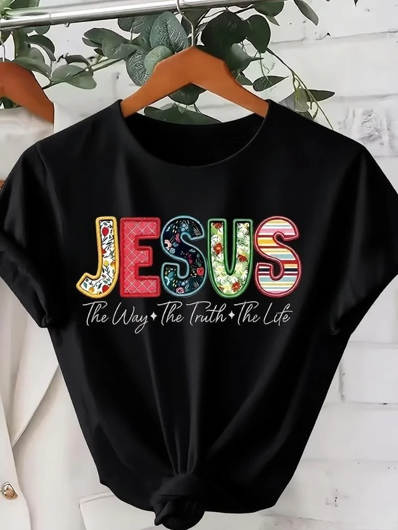 Women'S Casual T-Shirt Colorful Letter Print 