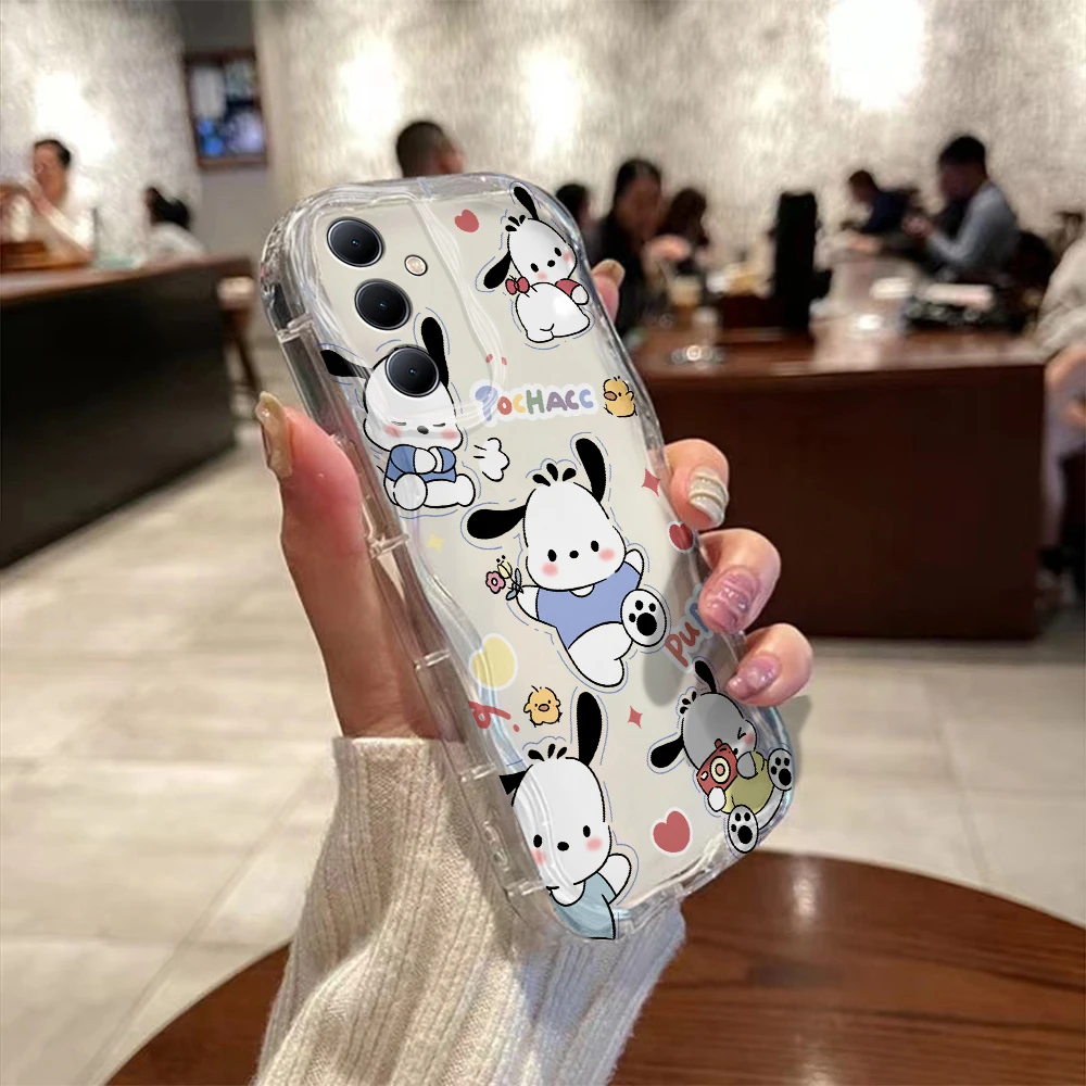 Cute Cinnamoroll Pochacco 3D Wave Phone Case For Samsung Galaxy S24 S23 S21 S20 FE Plus Ultra 4G 5G Soft Silicone Back Cover