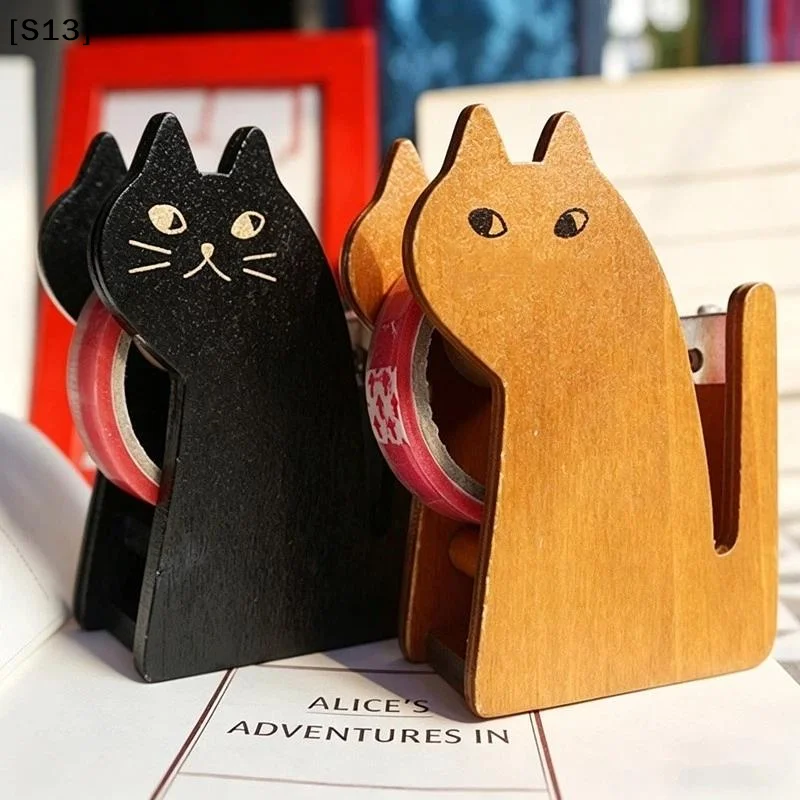 Wooden Tape Cutter Desktop Tape Dispenser Animal Shaped Squirrel Whale Design Ergonomic Tape Holder For Office Home School[Q]Q@