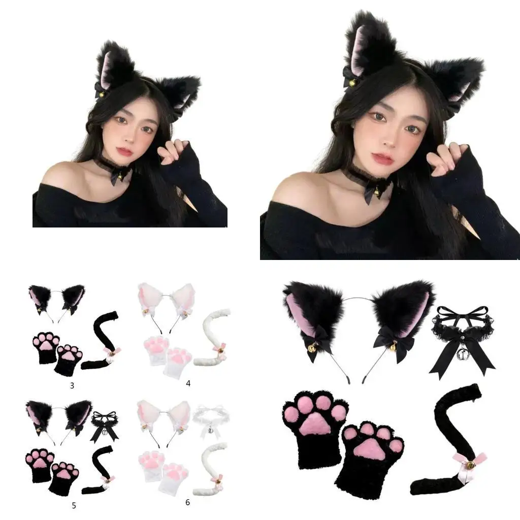 

R1WE COSTUME SET Уши хвостовые перчатки Choker Animal Fancy-Rress Костюми