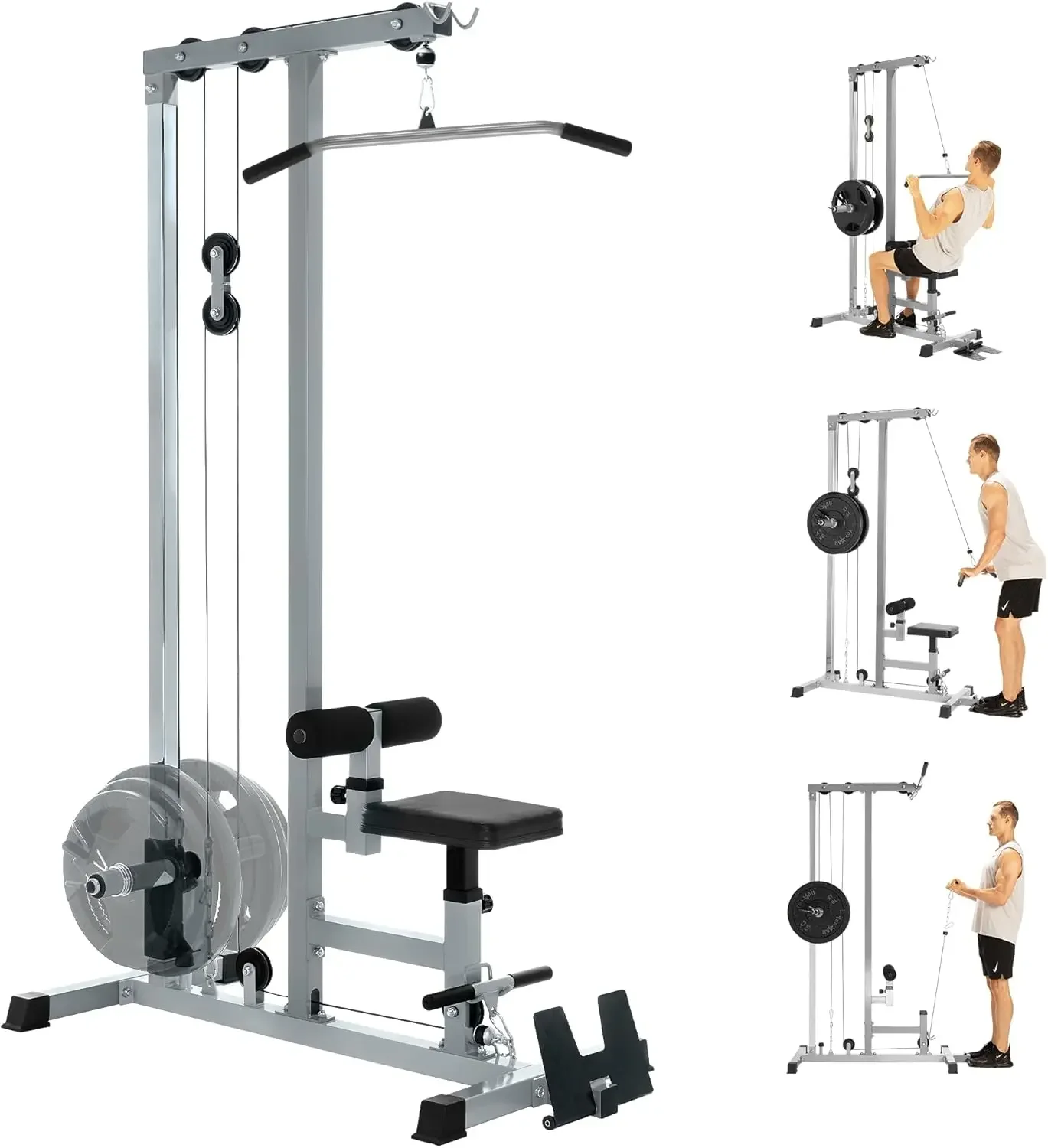 

LAT Pull Down Machines, LAT Row Cable Machine, LAT Tower with Additional Pulley Cable, High & Low Pulley Stations