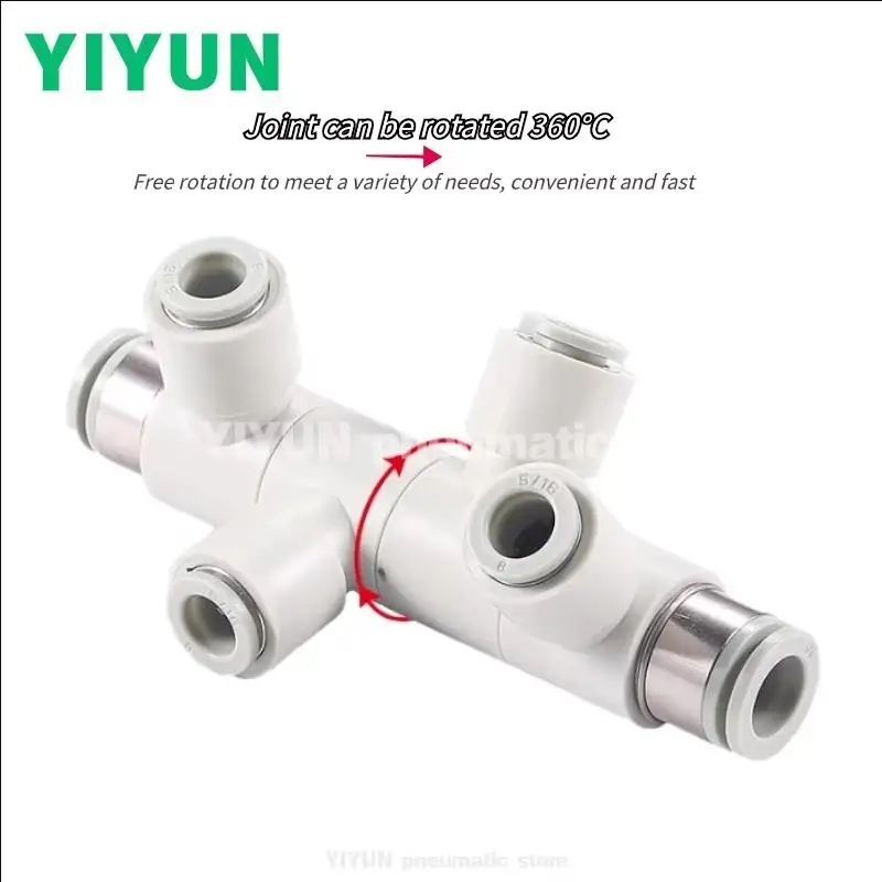 Pneumatic rotary variable diameter five-way PHK8-4 quick plug connector six-way PHD10-6 quick pass connector